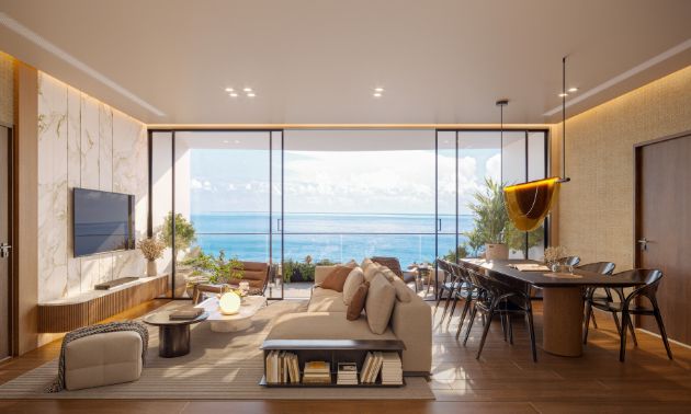 Thiết kế đột phá view panorama trực diện biển và núi Cô Tiên cực đẹp nhờ hệ kính chạm trần full-height.