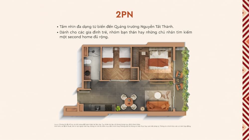Layout căn hộ 2 phòng ngủ Q’Terra Quy Nhơn