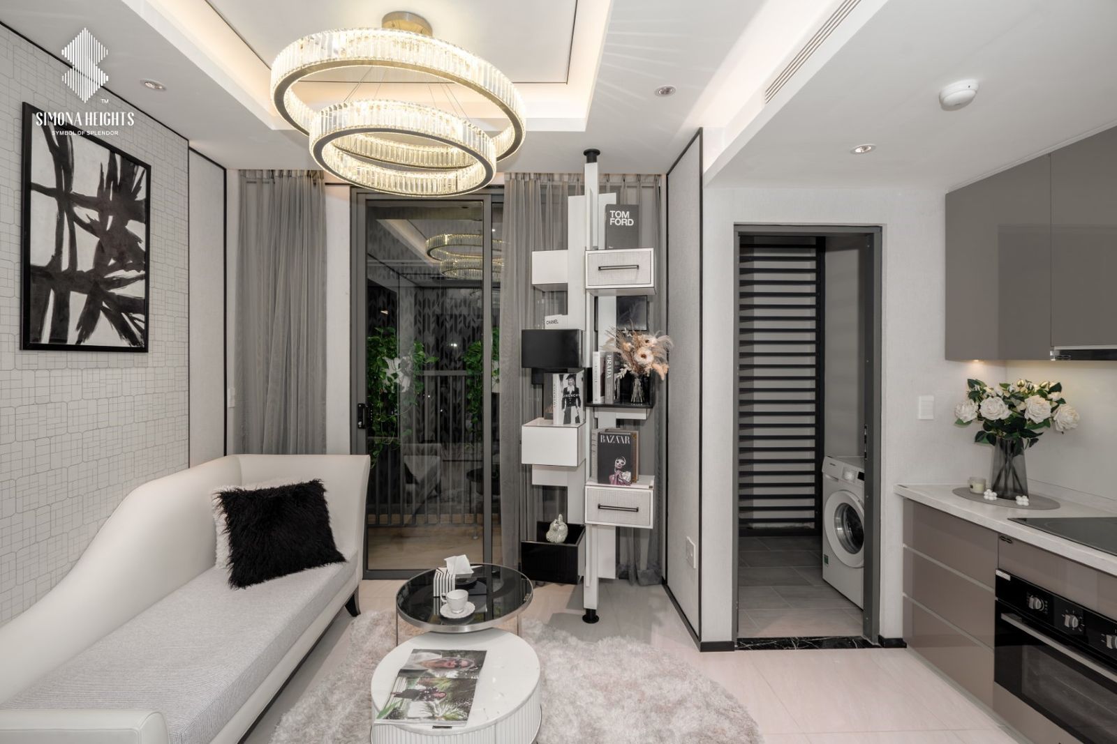 Phòng khách căn hộ mẫu 1 phòng ngủ Simona Heights Quy Nhơn