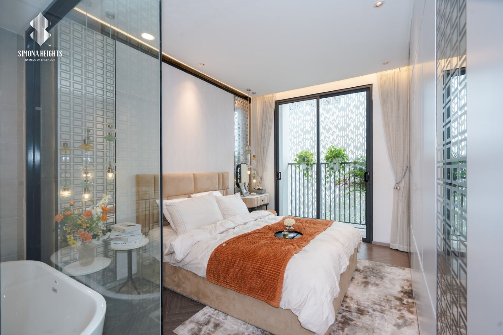 Phòng ngủ master căn hộ mẫu 3 phòng ngủ Simona Heights Quy Nhơn