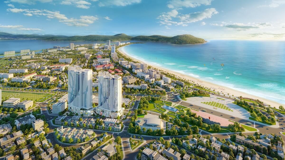 Phối cảnh toàn cảnh The Sailing Quy Nhơn bên vịnh Quy Nhơn