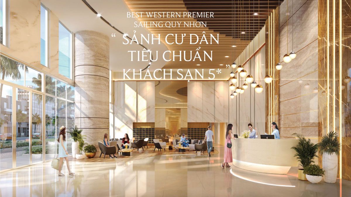 Sảnh cư dân The Sailing Quy Nhơn tiêu chuẩn khách sạn 5 sao